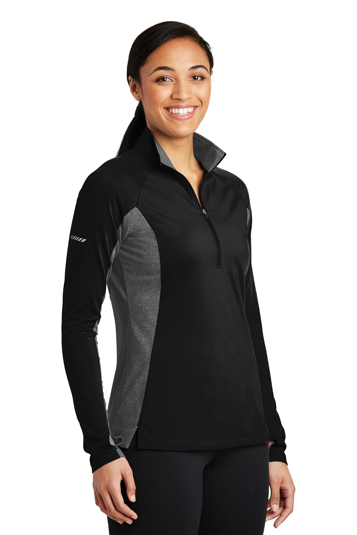 Sport-Tek® Ladies Sport-Wick® Stretch Contrast 1/2-Zip Pullover - Image 2